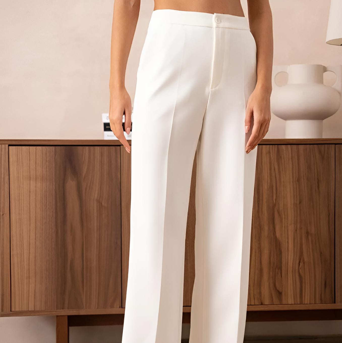 Tailored Wide-Leg Hose cremeweiss