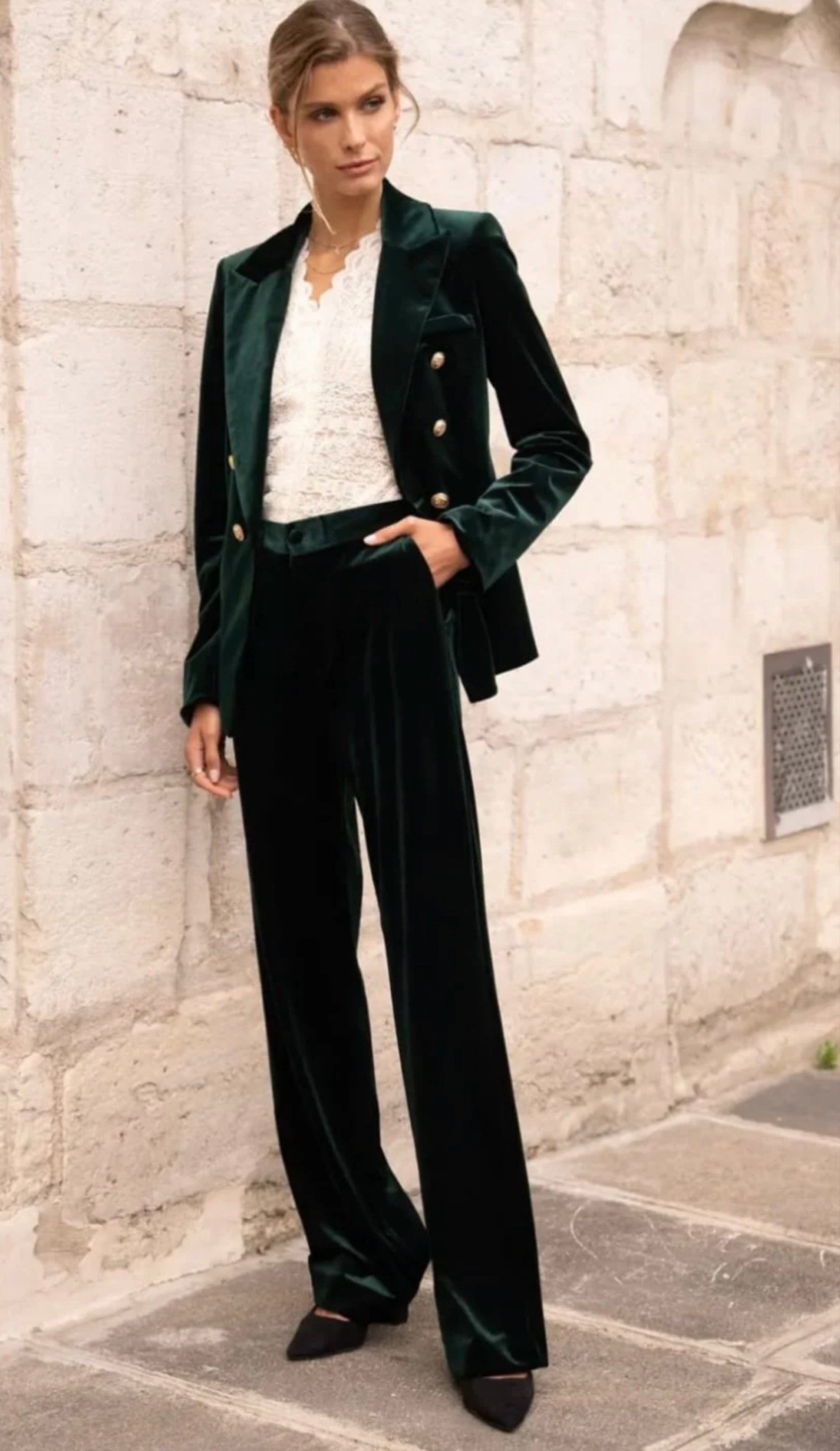 gruene-samthose-damen-smaragdgruen-franzoesischer-stil-business-casual-look.jpg