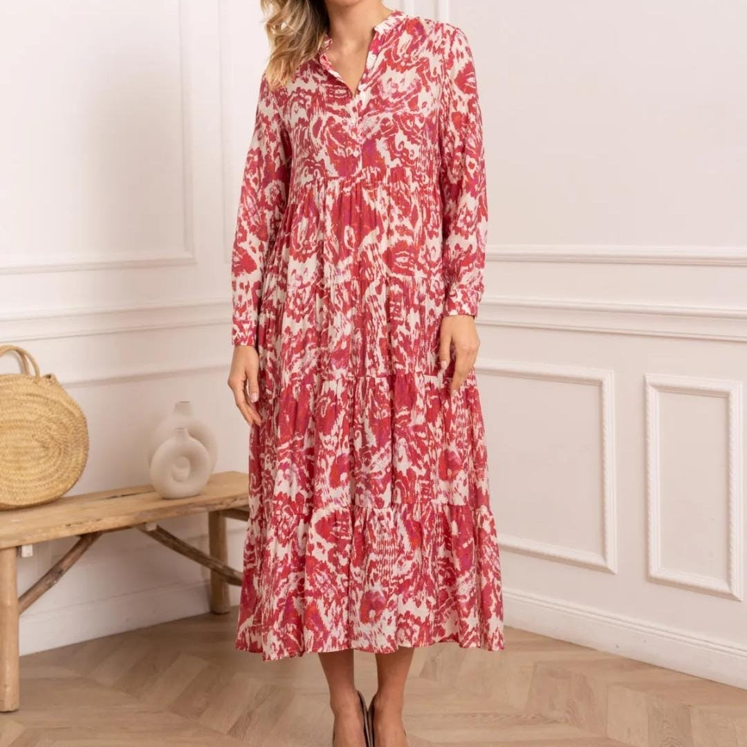 Maxi Hemdblusenkleid Koralle