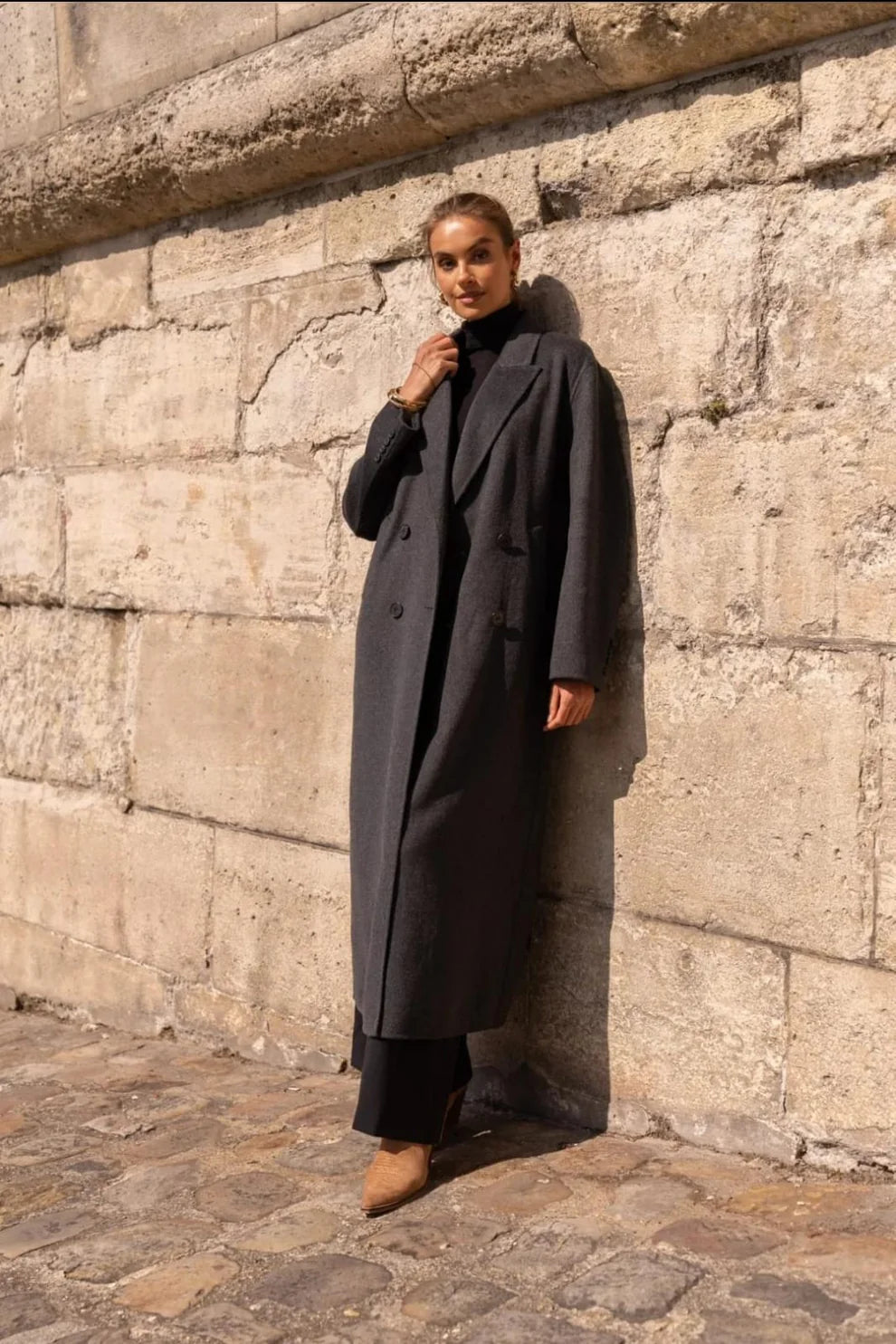 Wollmantel Damen Grau – Eleganter Doppelreiher