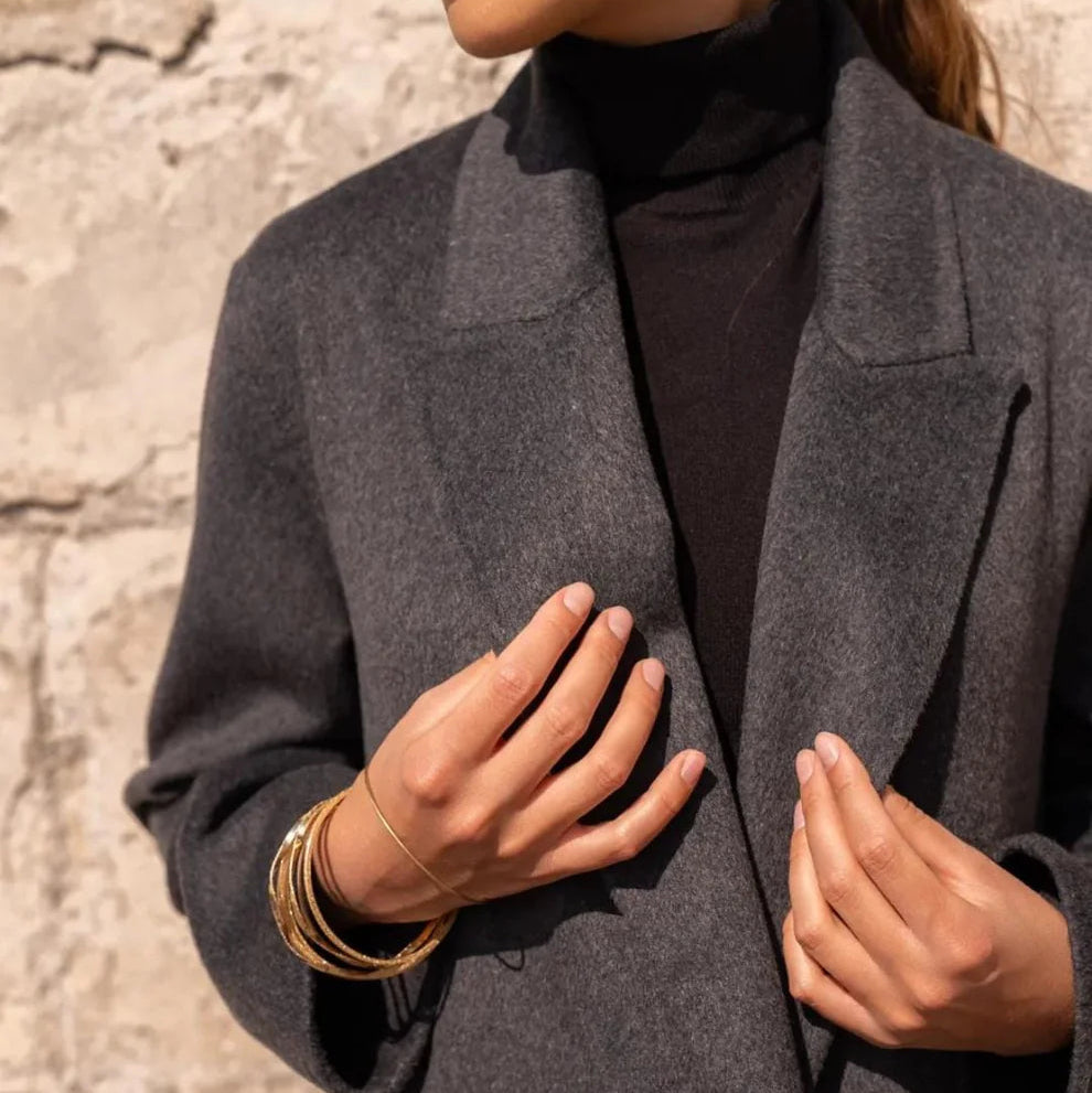 Wollmantel Damen Grau – Eleganter Doppelreiher